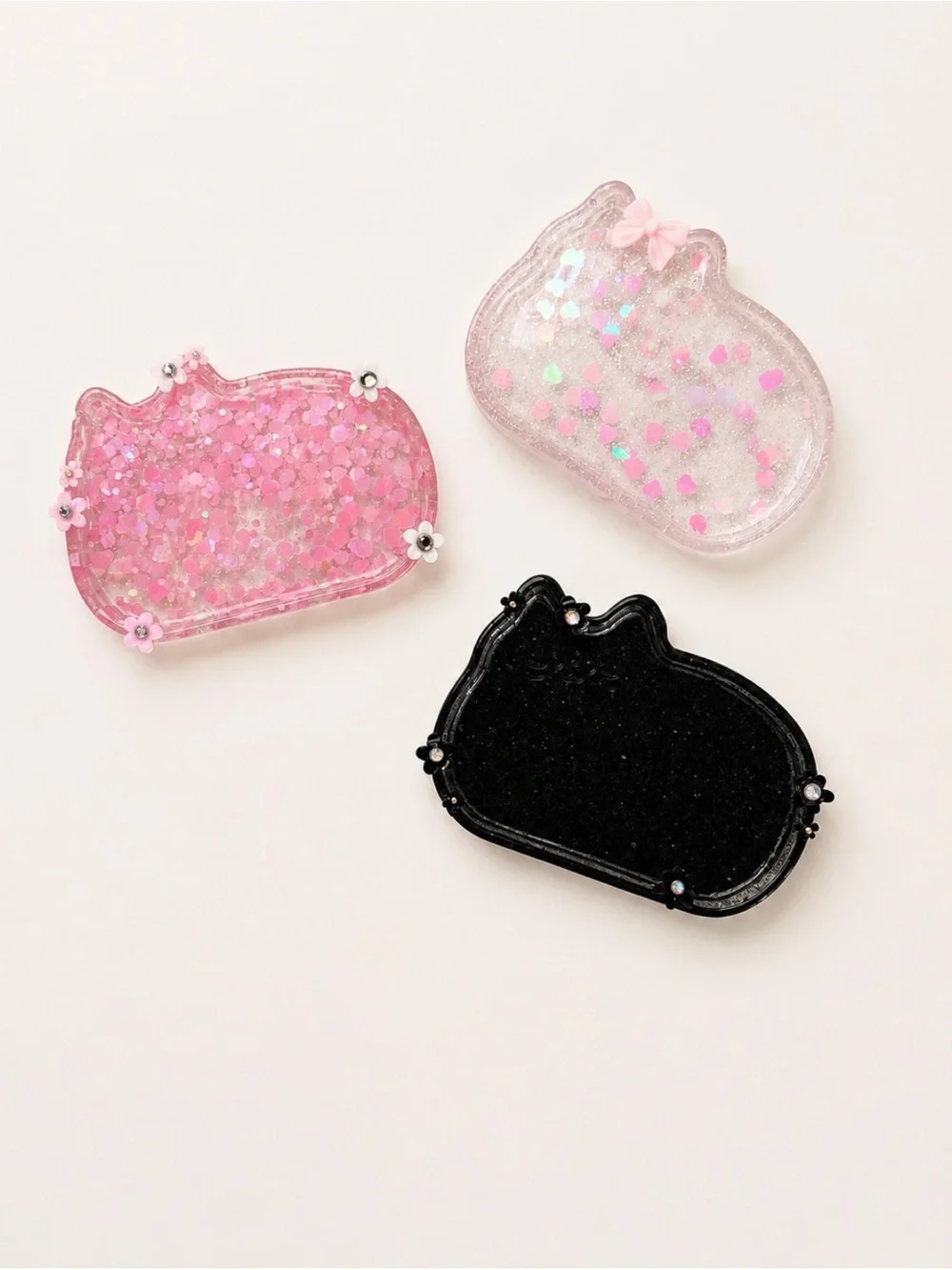 Glitter trinket trays-cat themed, set of 3
